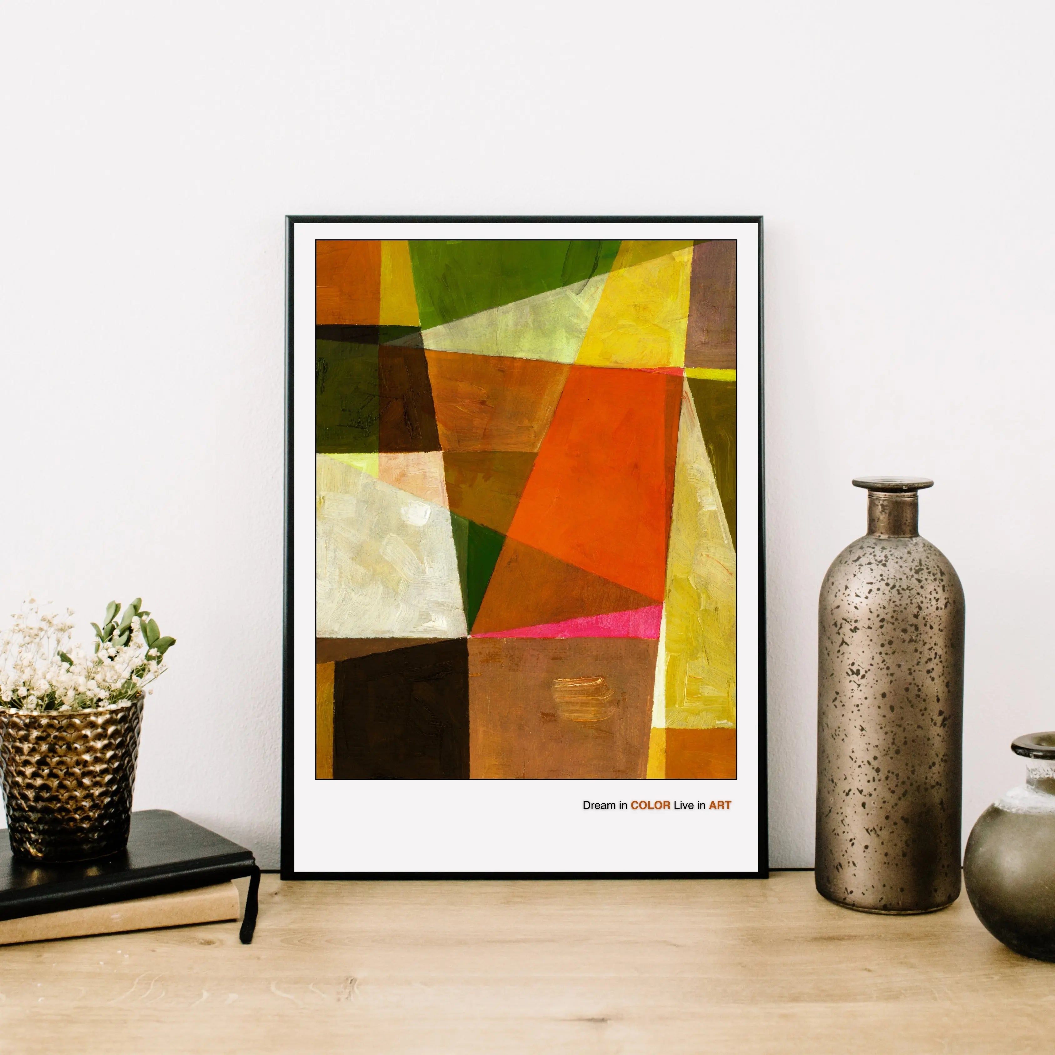 Geometric Abstract Art Poster, Modern Colorful Wall Print  Print Material INK & FRAME STUDIO