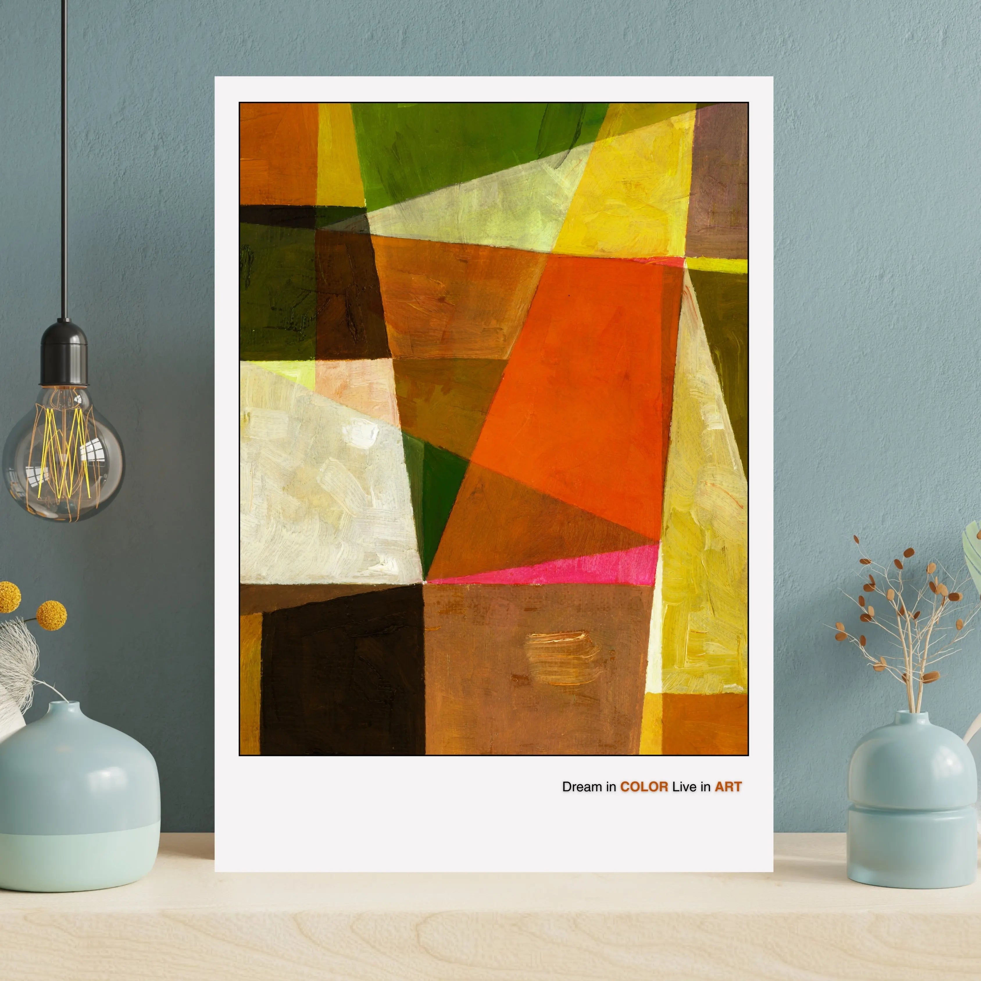 Geometric Abstract Art Poster, Modern Colorful Wall Print  Print Material INK & FRAME STUDIO