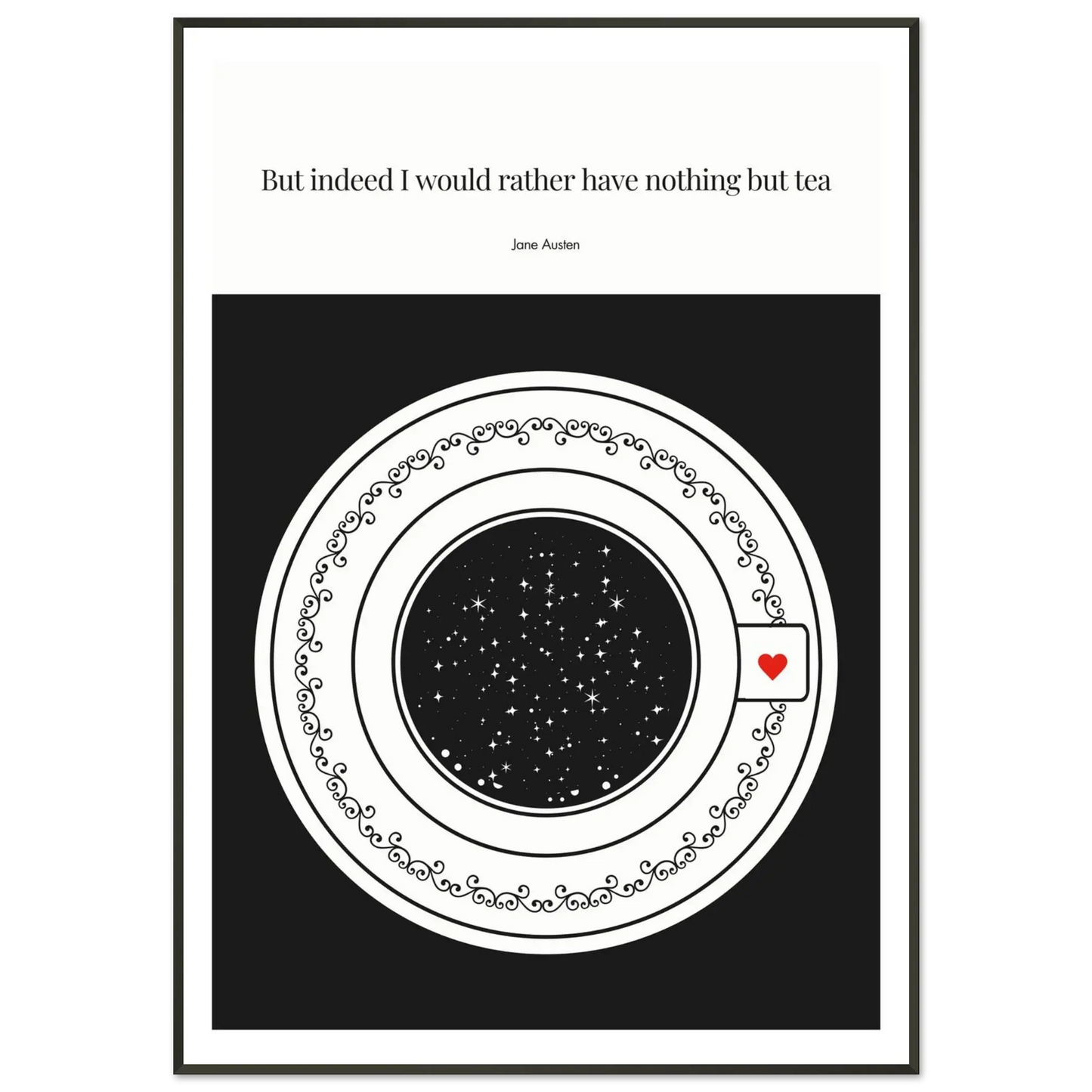 Jane Austen Quote Poster | Starry Night Teacup Art Print - INK & FRAME STUDIO