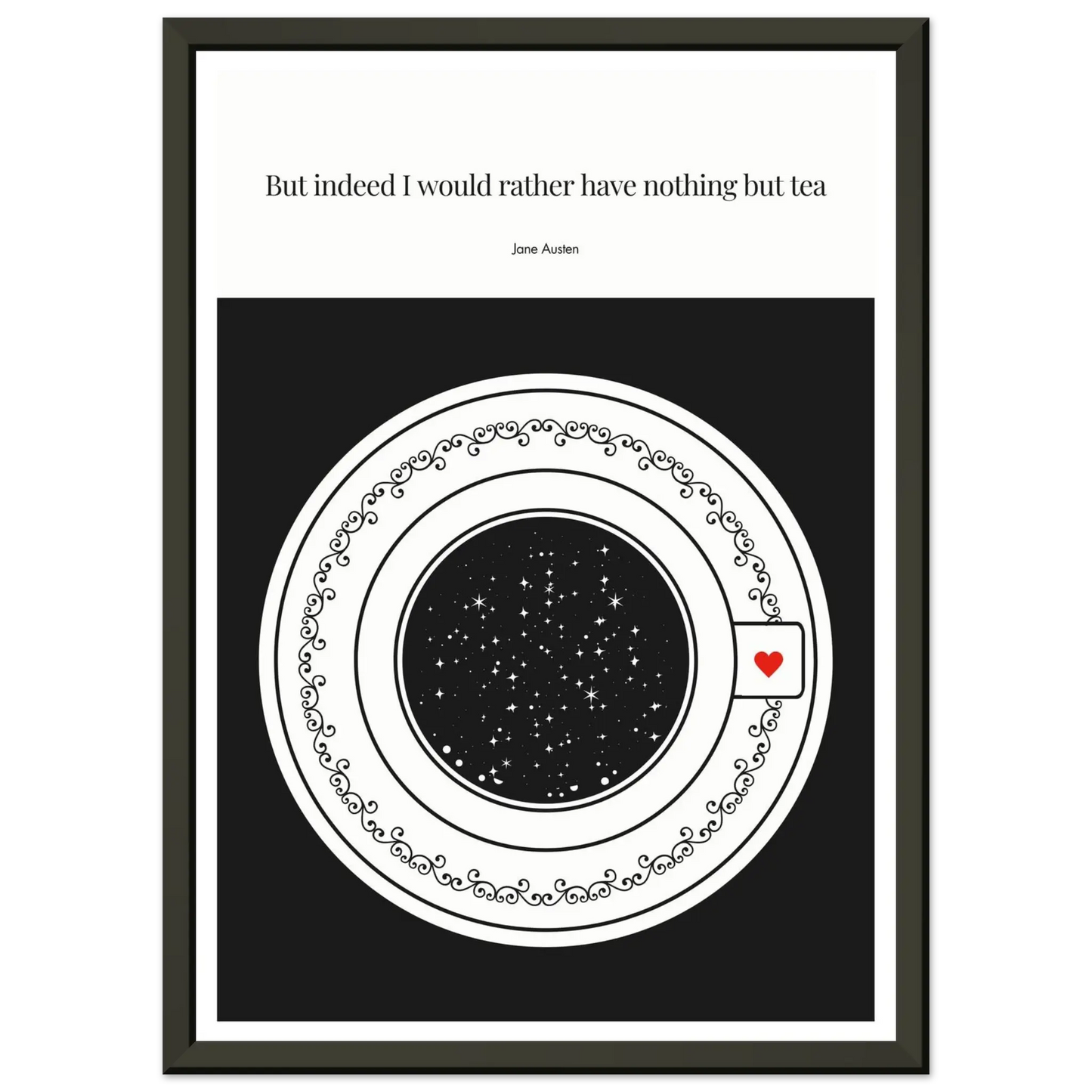 Jane Austen Quote Poster | Starry Night Teacup Art Print - INK & FRAME STUDIO