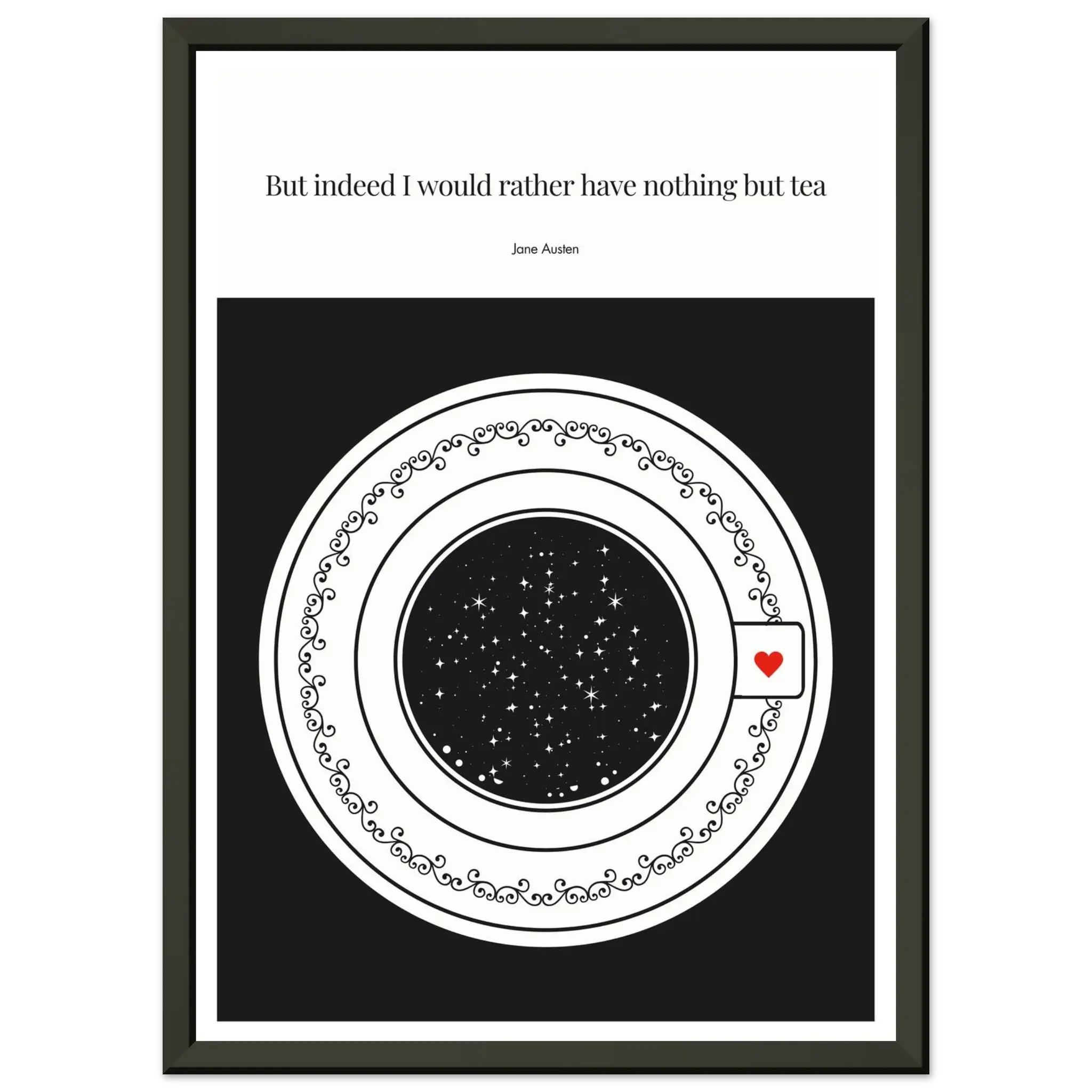 Jane Austen Quote Poster | Starry Night Teacup Art Print - INK & FRAME STUDIO