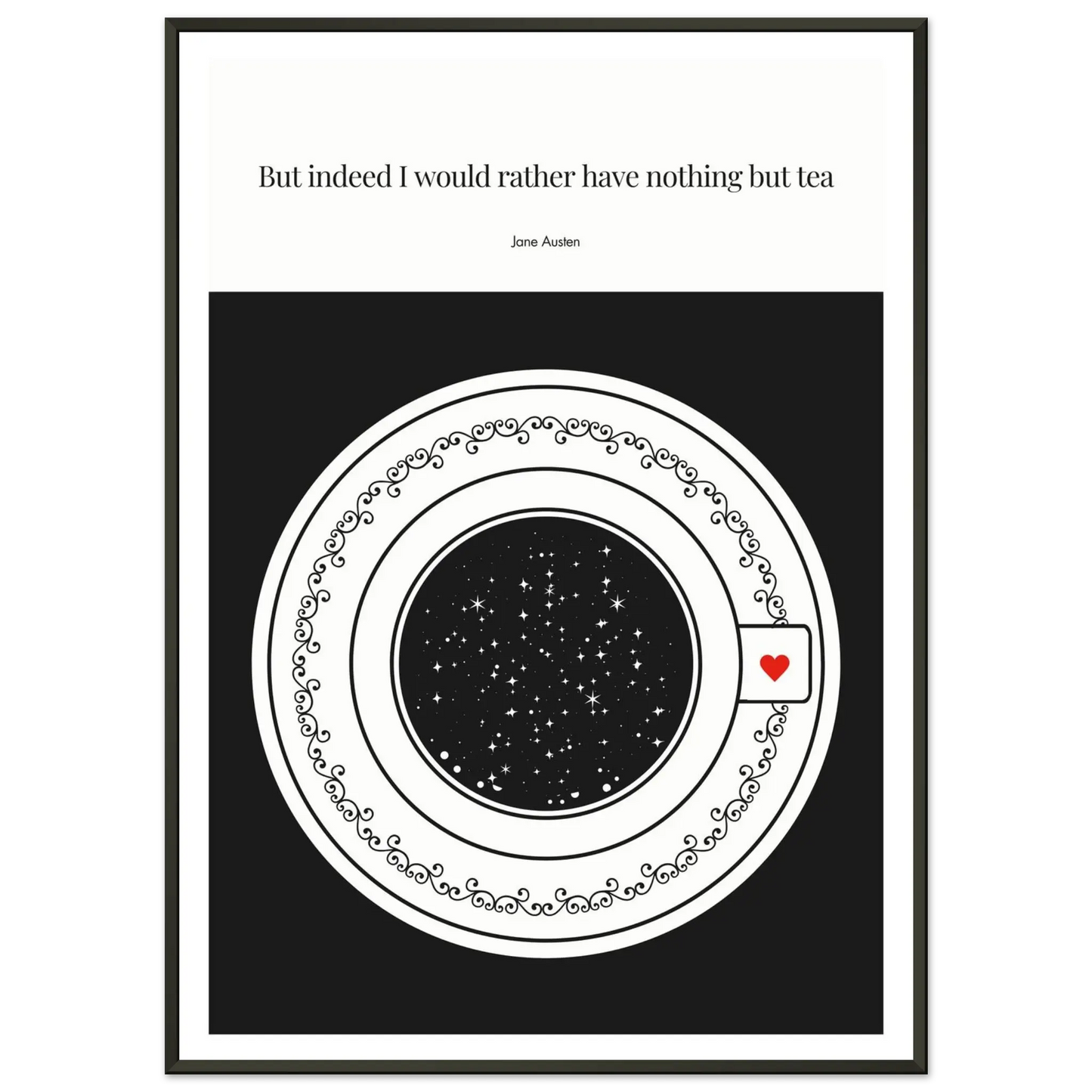 Jane Austen Quote Poster | Starry Night Teacup Art Print - INK & FRAME STUDIO