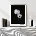 Minimalist Black and White Flower Poster - 'Life in Monochrome'  Print Material INK & FRAME STUDIO