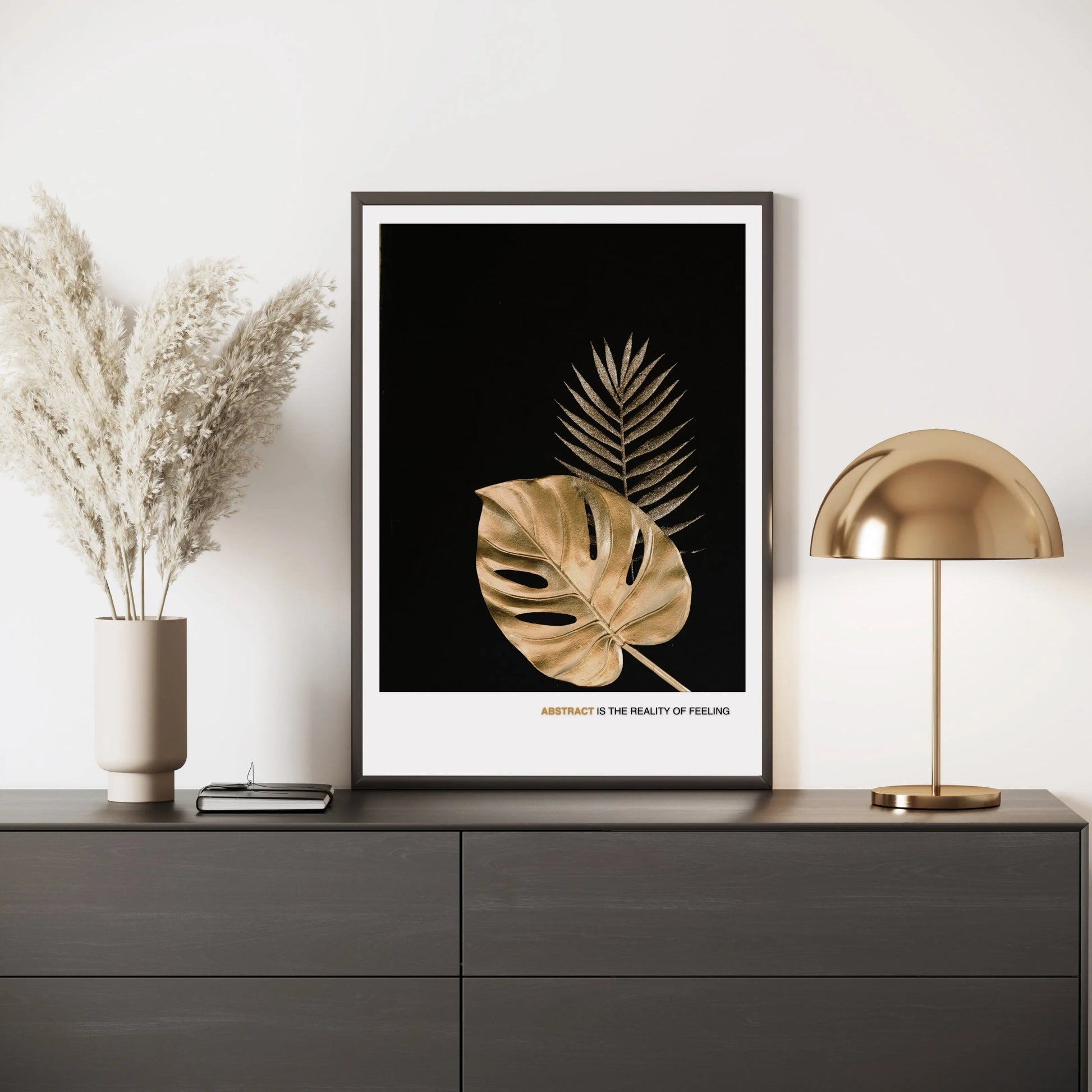 Monstera & Fern Botanical Poster - Modern Gold Leaf Abstract Wall Art  Print Material INK & FRAME STUDIO