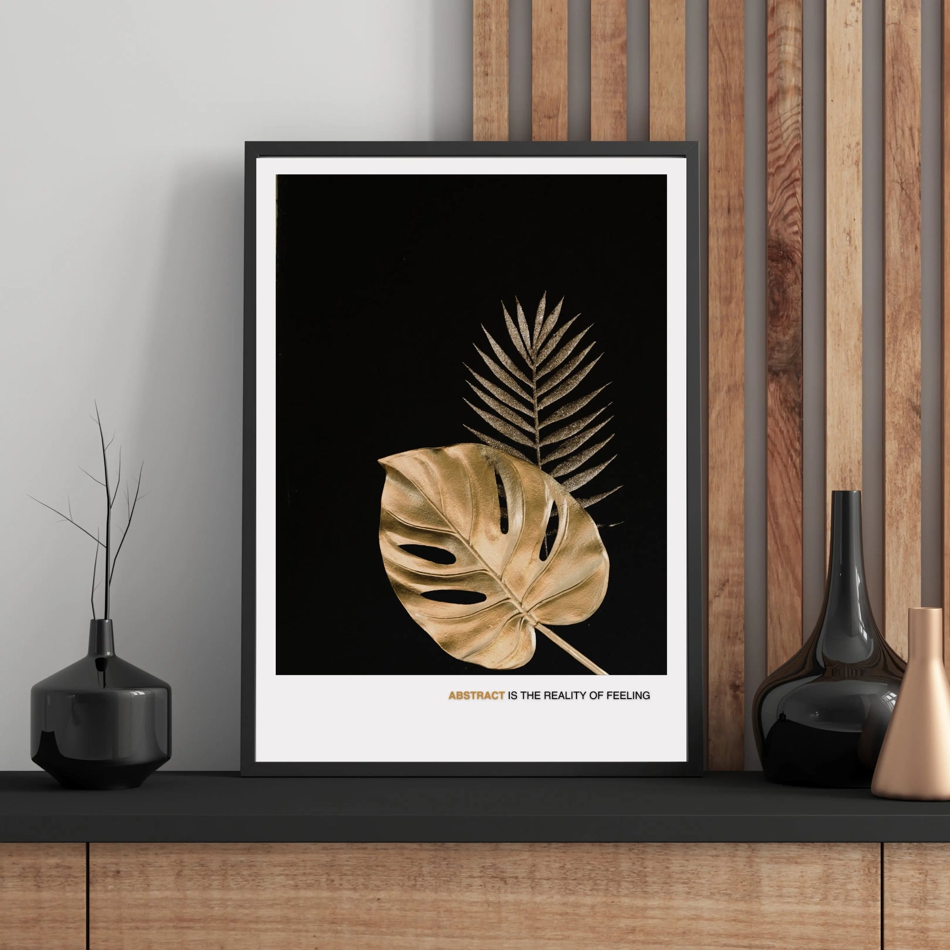 Monstera & Fern Botanical Poster - Modern Gold Leaf Abstract Wall Art  Print Material INK & FRAME STUDIO