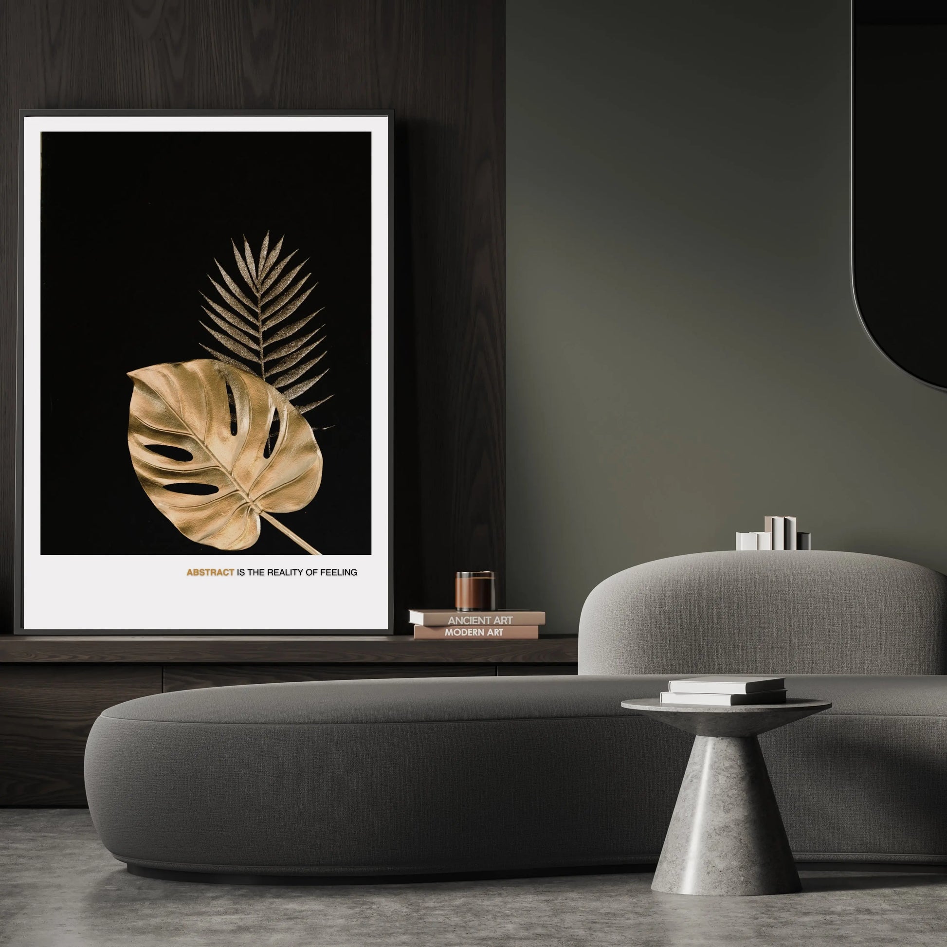 Monstera & Fern Botanical Poster - Modern Gold Leaf Abstract Wall Art  Print Material INK & FRAME STUDIO