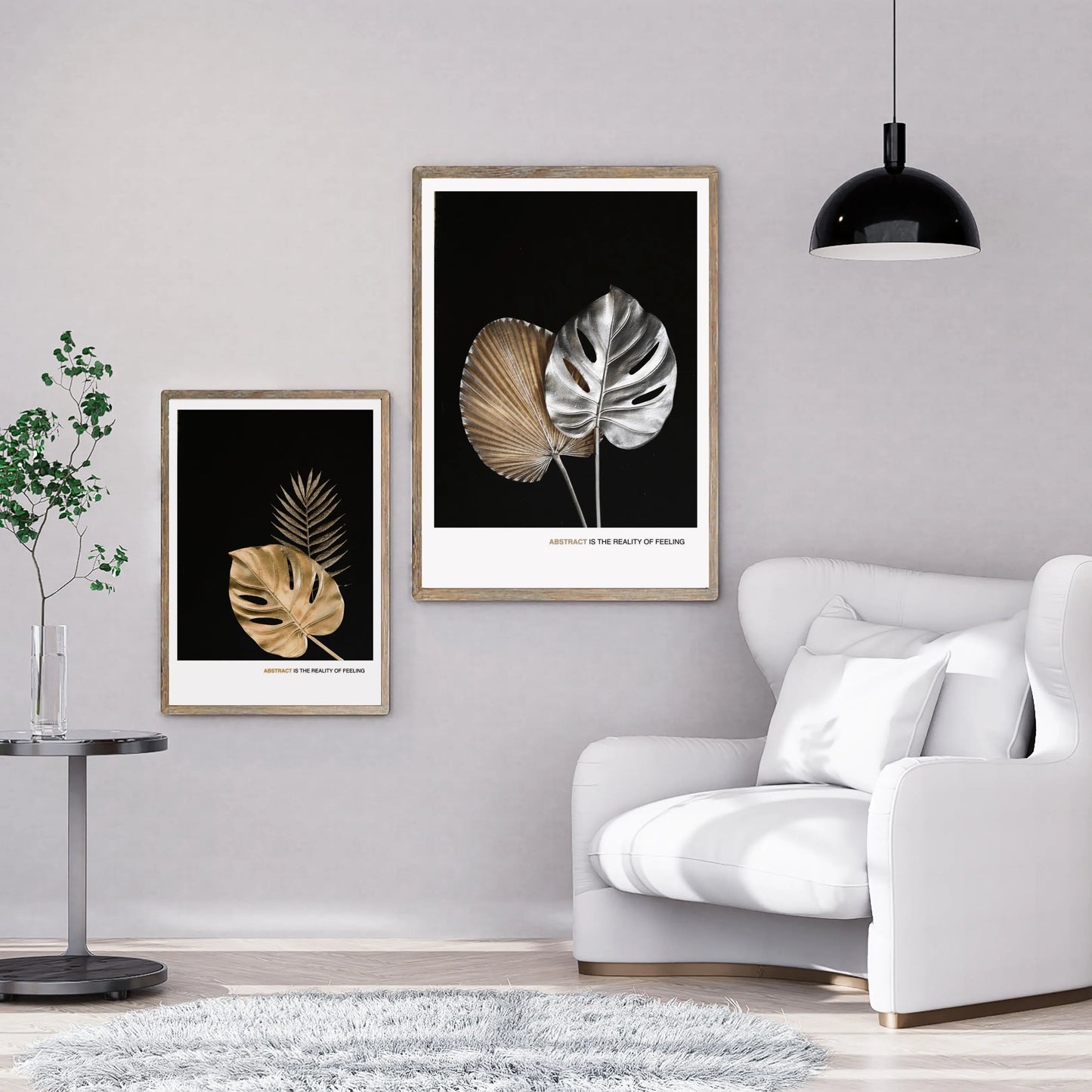 Monstera & Fern Botanical Poster - Modern Gold Leaf Abstract Wall Art  Print Material INK & FRAME STUDIO