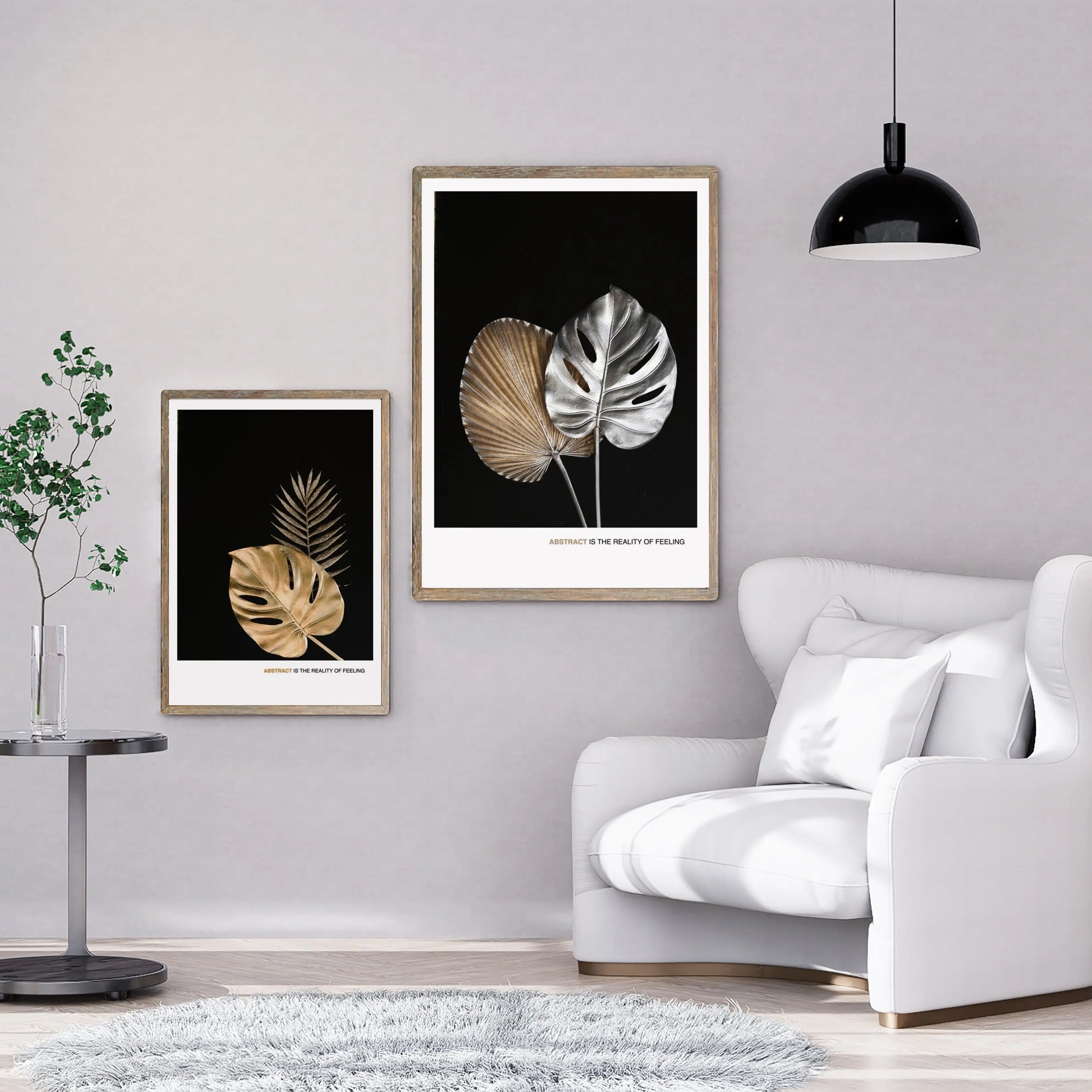 Monstera & Fern Botanical Poster - Modern Gold Leaf Abstract Wall Art  Print Material INK & FRAME STUDIO