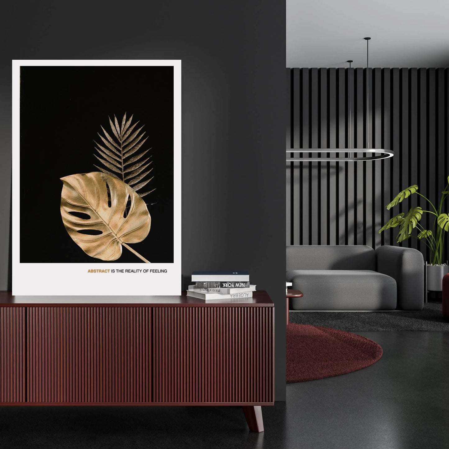 Monstera & Fern Botanical Poster - Modern Gold Leaf Abstract Wall Art  Print Material INK & FRAME STUDIO