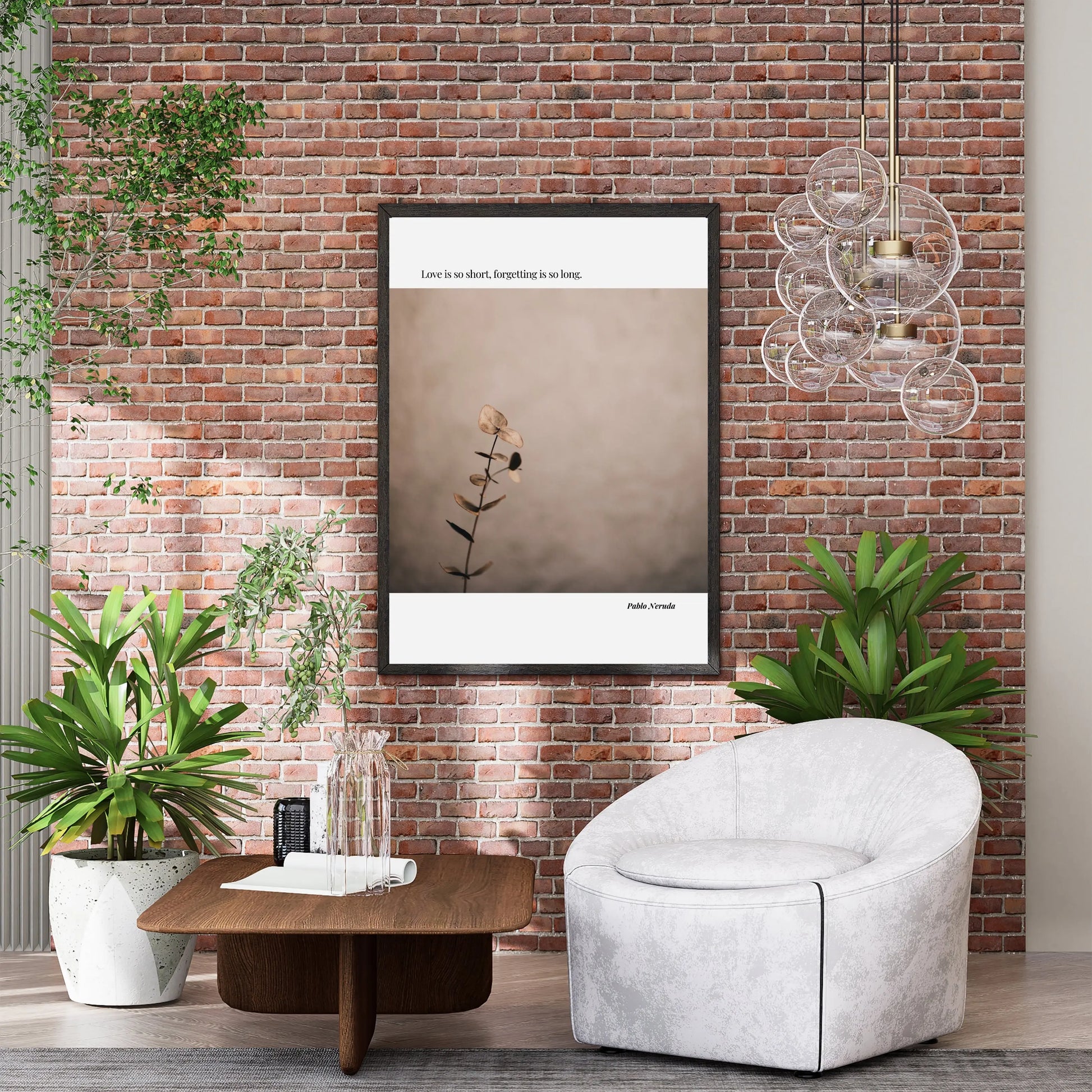 Pablo Neruda Minimalist Quote Poster | "Love is Short" Poetic Wall Art for Home Decor