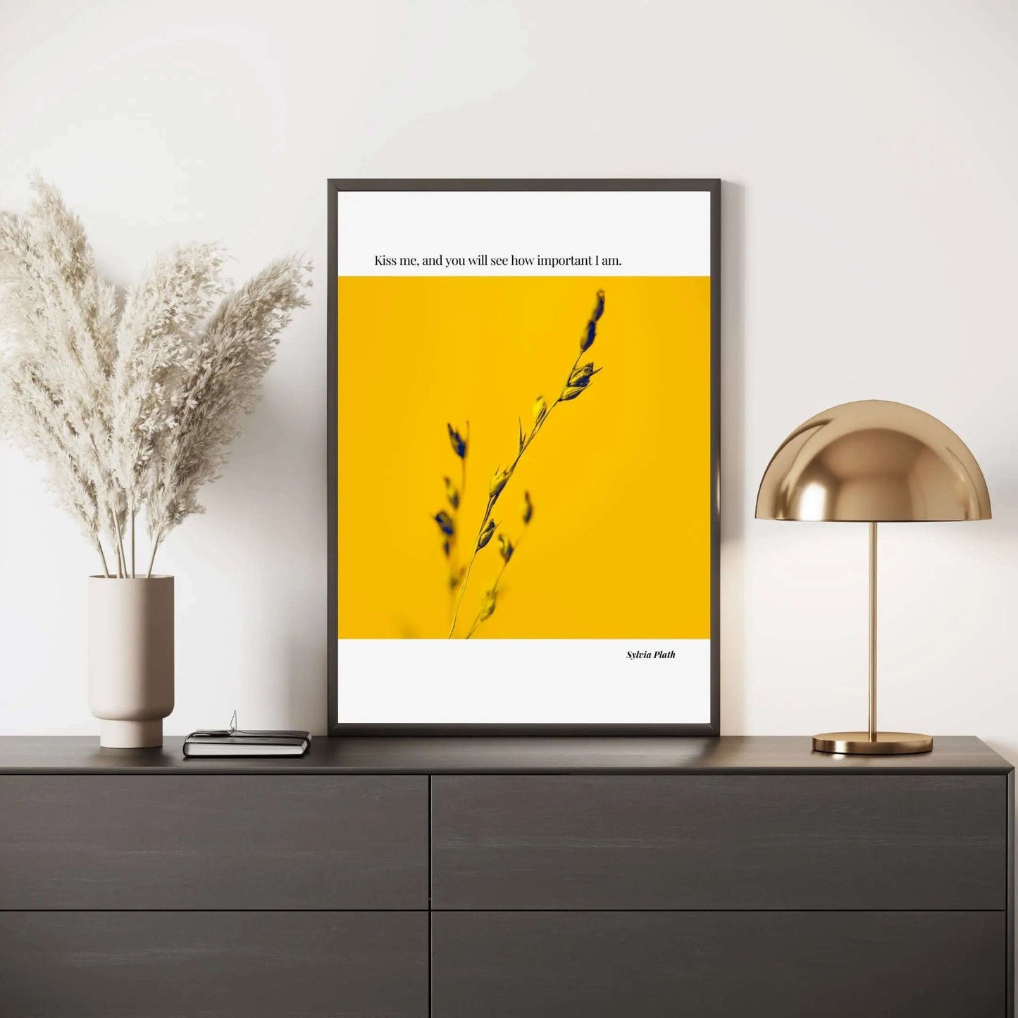 Sylvia Plath Quote Poster – “Kiss Me and You Will See How Important I Am” | Minimalist Literary Wall Art - INK & FRAME STUDIO
