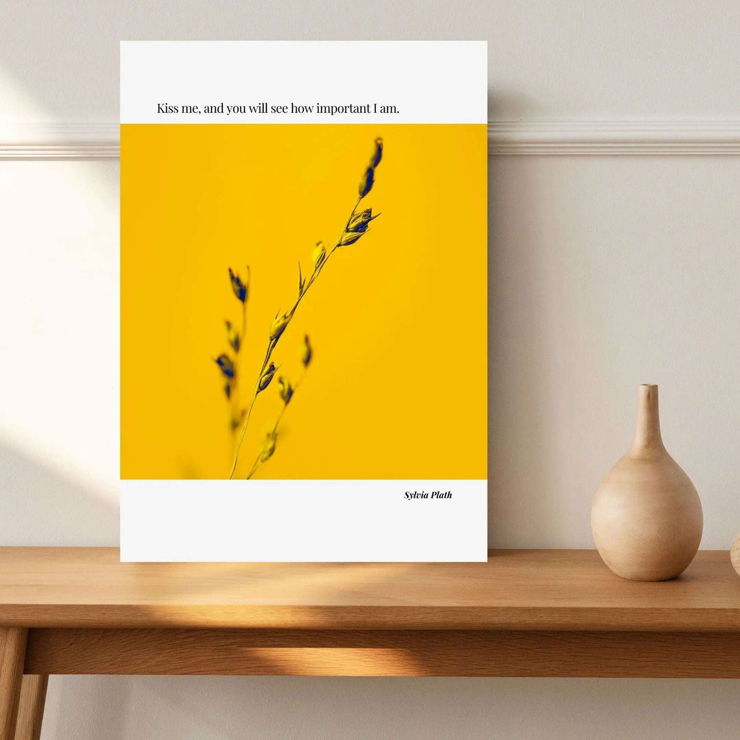 Sylvia Plath Quote Poster – “Kiss Me and You Will See How Important I Am” | Minimalist Literary Wall Art - INK & FRAME STUDIO