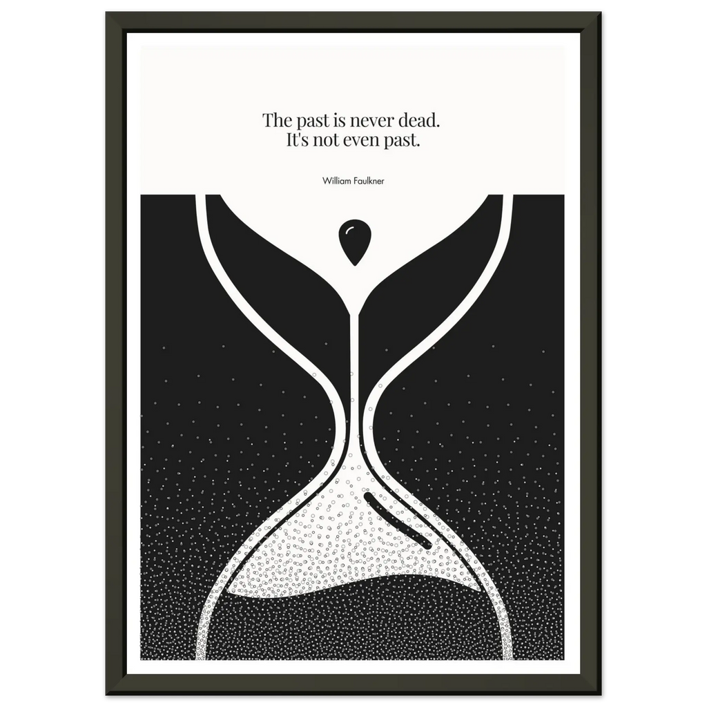 William Faulkner Quote Poster – “The Past Is Never Dead” | Minimalist Hourglass Wall Art - INK & FRAME STUDIO